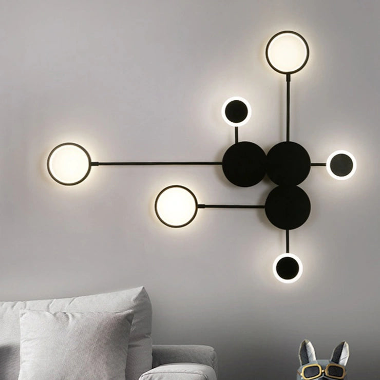 Apliques de Pared Diseño Moderno Metal Negro 6 Luces LED Salón