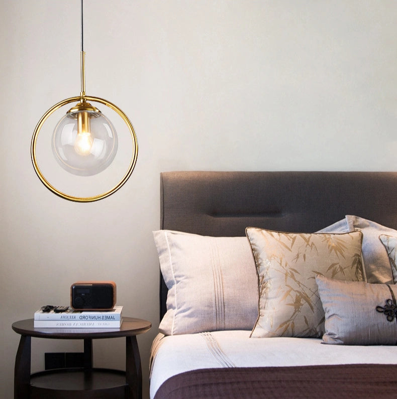 Lámpara Colgante Globo de Vidrio de Diseño Regulable en Altura para Dormitorio
