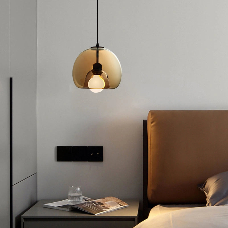 Lámpara Colgante de Vidrio en Forma de Bola Estilo Nórdico Minimalista para Mesita de Noche