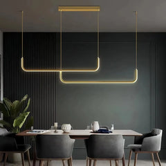 Lámpara colgante lineal minimalista LED regulable para comedor