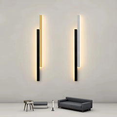 Aplique de pared largo moderno LED regulable bicolor para salón