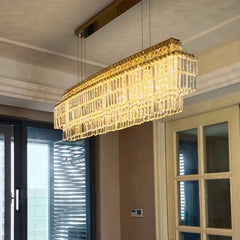 Lámpara colgante de cristal rectangular LED de lujo para comedor