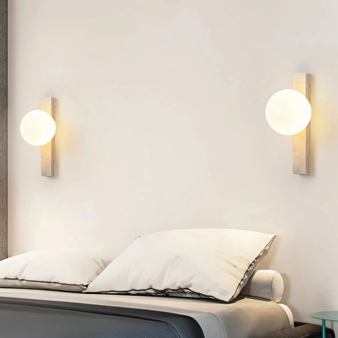 Aplique de pared de travertino largo con LED para salón moderno