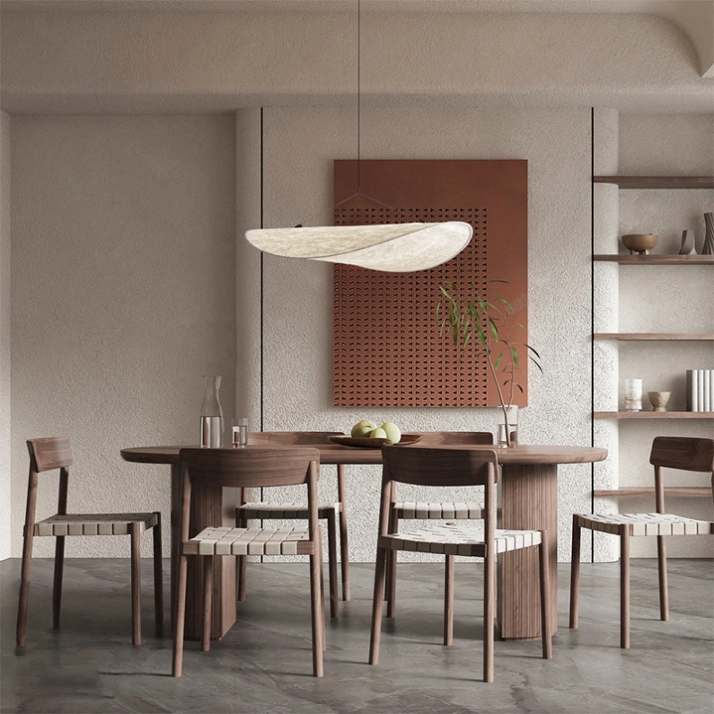 Lampara Colgante Seda LED Estilo Wabi Sabi para Comedor