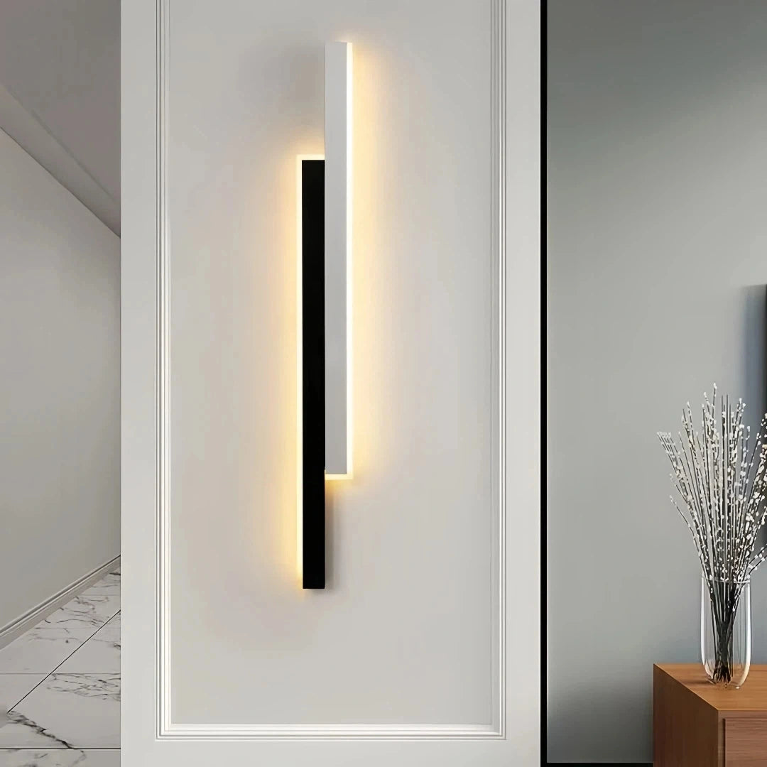 Aplique de pared largo moderno LED regulable bicolor para salón