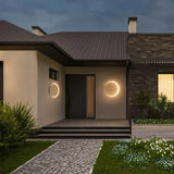 Aplique de pared exterior moderno LED negro con diseño de anillo IP65
