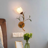Aplique de pared flor vintage de vidrio para dormitorio