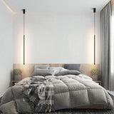 Lámpara colgante lineal negra minimalista LED para mesita de noche