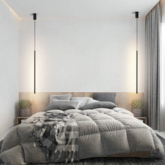 Lámpara Colgante LED Lineal Negra Moderna para Cabecero