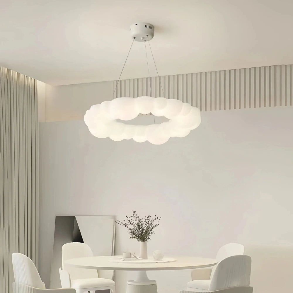 Lámpara colgante nube moderna LED regulable blanca para dormitorio