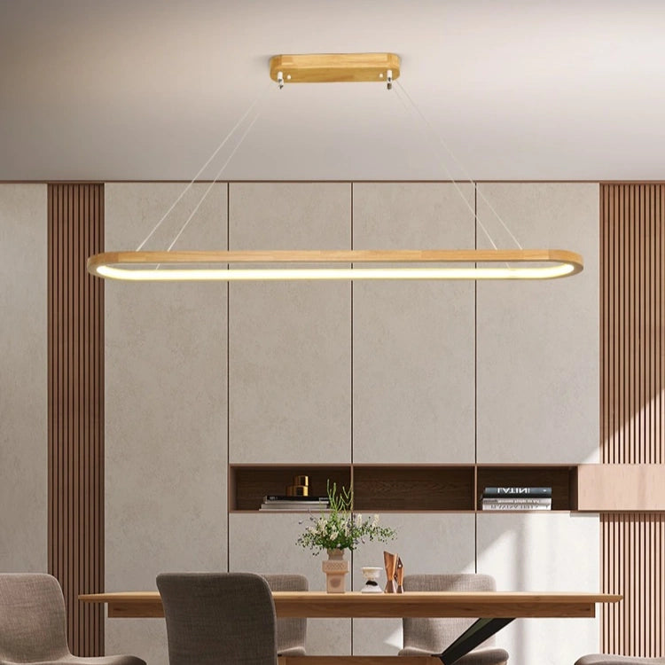 Lámpara Colgante LED de Madera Nórdica para Comedor