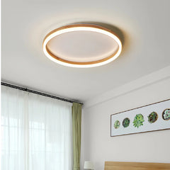 Lámpara de techo redonda de madera LED regulable para dormitorio nórdico