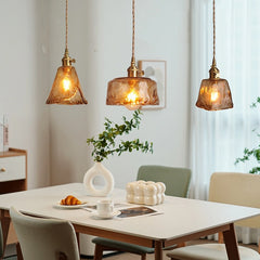 Lámpara Colgante de Vidrio Ámbar Estilo Vintage para Comedor