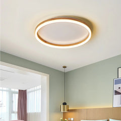 Lámpara de techo redonda de madera LED regulable para dormitorio nórdico