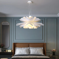 Lampara Colgante Flor Nórdica Blanca Regulable en Altura para Dormitorio