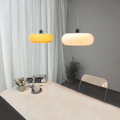 Lámpara colgante de vidrio estilo Bauhaus con LED para comedor