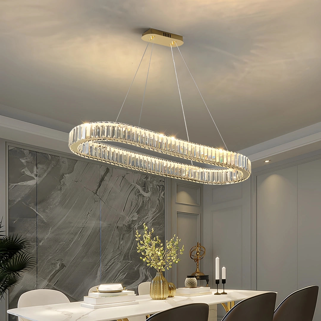 Lámpara colgante ovalada de cristal moderno para comedor