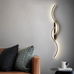 Aplique de Pared LED Moderno Diseño S de Metal Negro para Salón