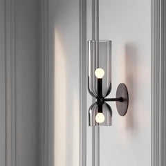 Aplique de pared de vidrio LED de doble cabeza moderno para dormitorio