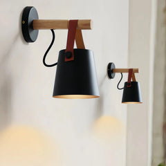 Aplique de pared nórdico LED de madera y metal para mesita de noche