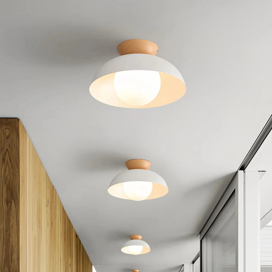 Lámpara de techo nórdica LED de metal y madera para pasillo