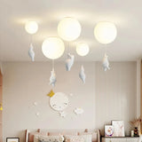 Plafón infantil de techo moderno blanco con LED oso y globo para dormitorio