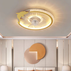 Ventilador de techo infantil con luz LED y motor DC silencioso dorado
