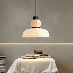 Lámpara colgante de tela blanca LED Wabi Sabi para comedor
