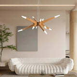 Lámpara colgante Sputnik nórdica LED de madera 12 luces para salón