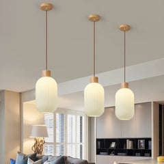 Lámpara colgante nórdica blanca LED de vidrio estilo farol para comedor