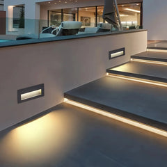 Aplique empotrable exterior moderno de metal con LED sensor de movimiento IP65 para escaleras