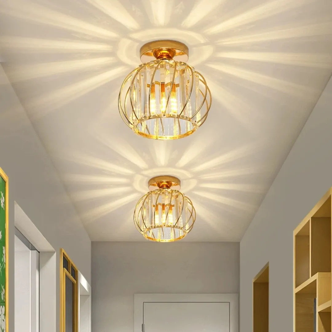 Lámpara de techo para pasillo de cristal tipo farol moderna LED