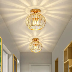 Lámpara de techo para pasillo de cristal tipo farol moderna LED