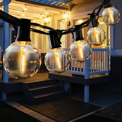 Cadena de luces solares G40 LED regulable IP45 para jardín exterior