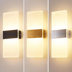 Aplique pared rectangular minimalista LED de acrílico para dormitorio
