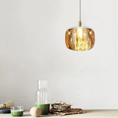 Lámpara colgante moderna de cristal con LED en forma de manzana para comedor