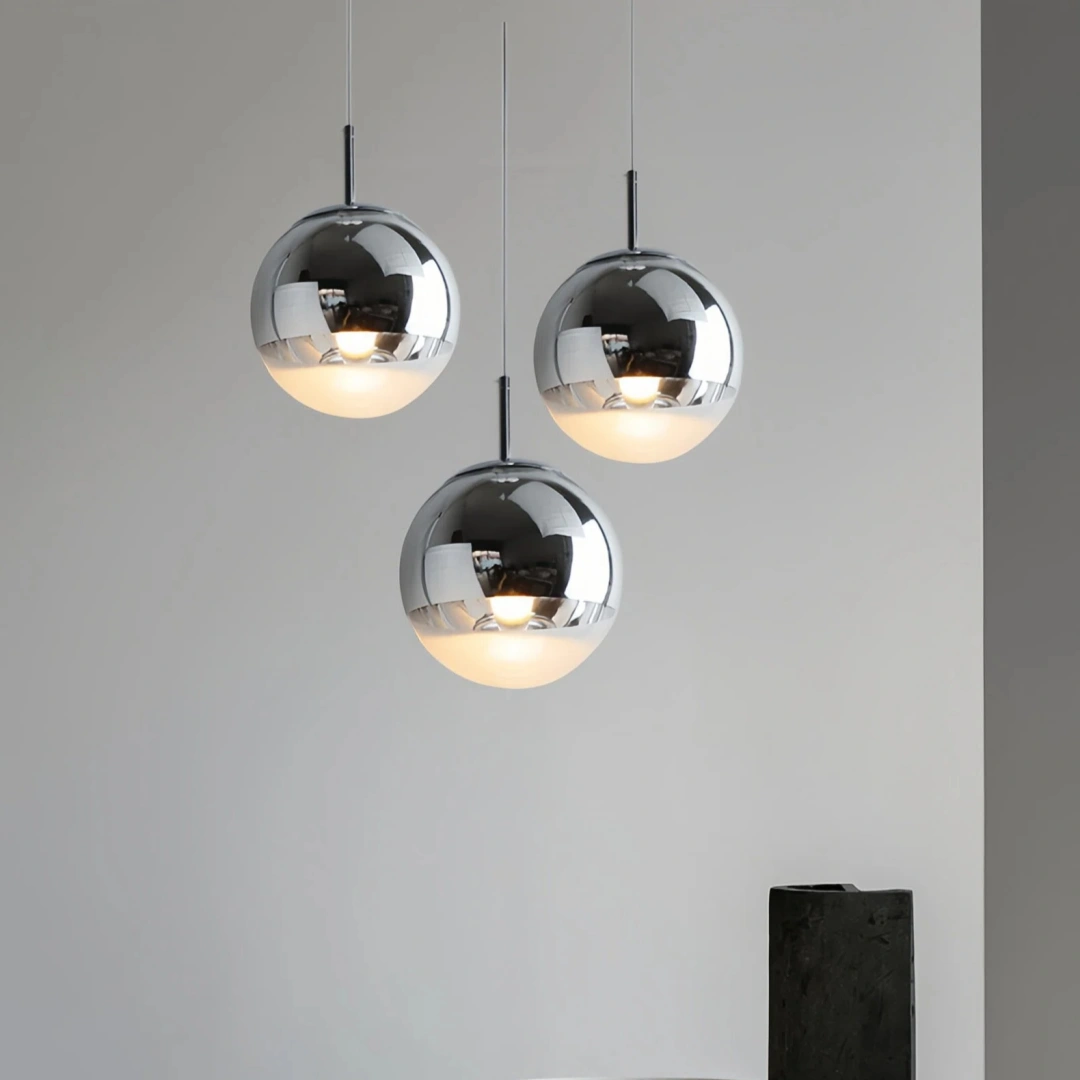 Lámpara colgante con globo de vidrio electrochapado LED para comedor