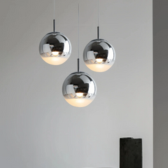 Lámpara colgante con globo de vidrio electrochapado LED para comedor