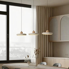 Lámpara colgante de travertino redonda con LED regulable para comedor