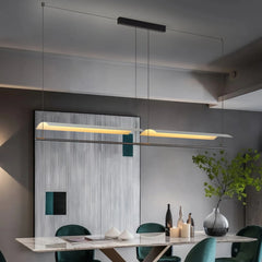 Lámpara colgante alargada minimalista LED regulable en altura para comedor