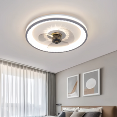 Ventilador de techo moderno con luz LED silencioso y temporizador para dormitorio