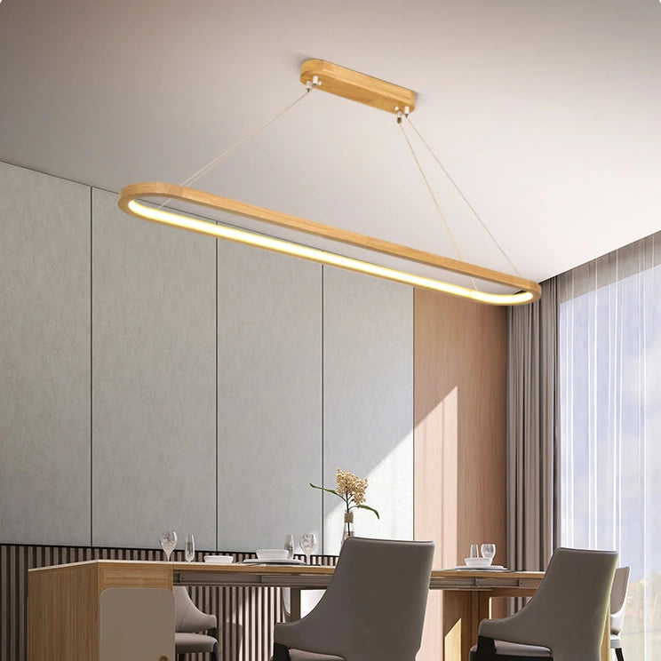 Lámpara Colgante LED de Madera Nórdica para Comedor