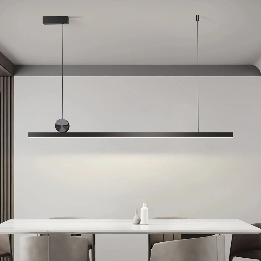 Lámpara colgante lineal LED de metal regulable para comedor minimalista