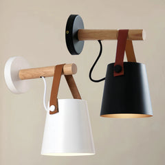 Aplique de pared nórdico LED de madera y metal para mesita de noche