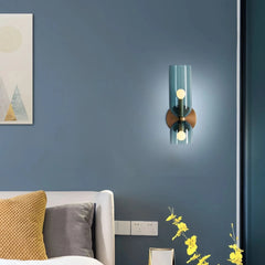 Aplique de pared de vidrio LED de doble cabeza moderno para dormitorio