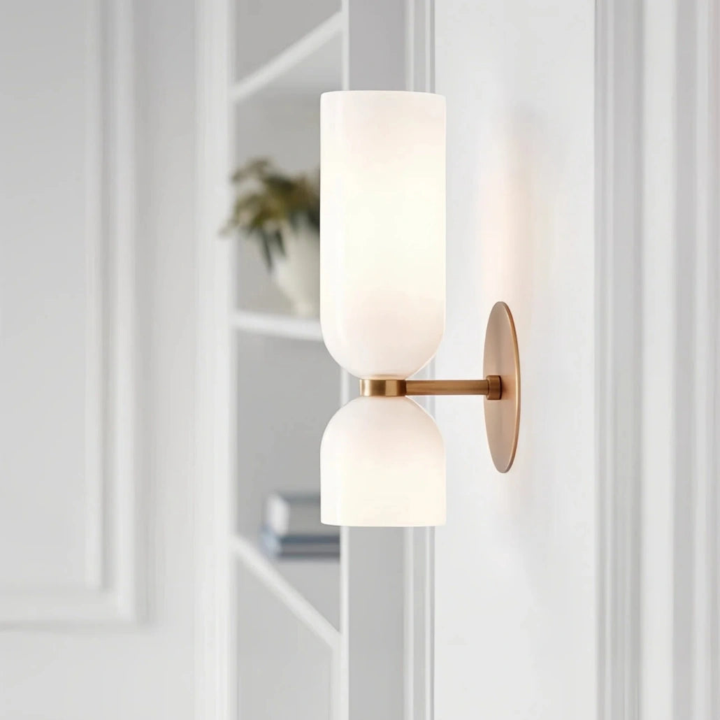 Aplique de pared de vidrio LED de doble cabeza moderno para dormitorio