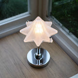Lámpara de mesa decorativa moderna de vidrio estrella para dormitorio blanca
