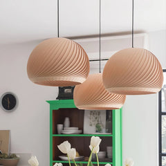 Lámpara colgante moderna de madera LED tipo campana para comedor