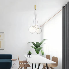 Lámpara de racimo de vidrio moderna LED regulable en altura para comedor