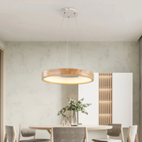 Lámpara colgante de anillo nórdica LED de madera para comedor Ø50 cm